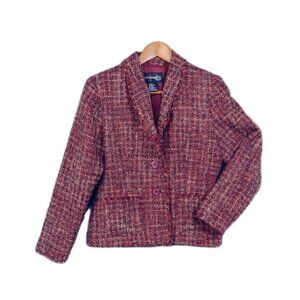 Requirements Blazer Tweed Burgundy Wool Blend 2 Button Classic Size 6P